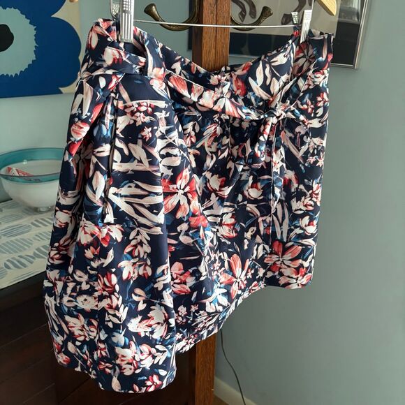 St. John's Bay Active Plus Size Athletic Skort w/ Tie Belt, Blue Floral Print 2X - Picture 3 of 6